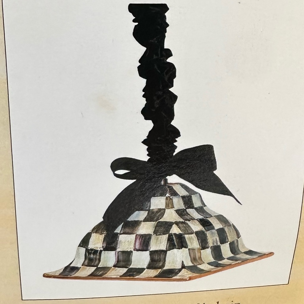 MacKenzie-Childs courtly check black white ceramic square hanging lamp new.